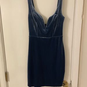 Express Blue Velvet Mini Dress